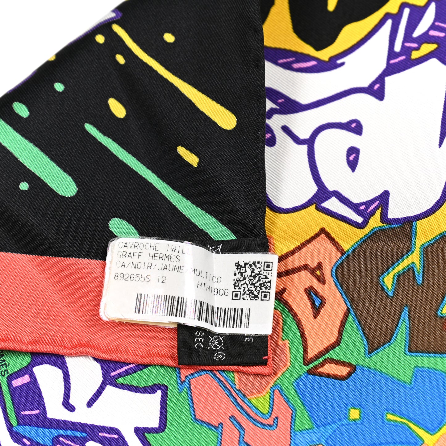 Silk Gavroche Graff Pocket Square Scarf Multicolor Black Jaune