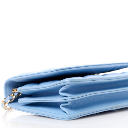Chanel Lambskin Quilted Mini Wallet On Chain WOC Light Blue 9 of 11