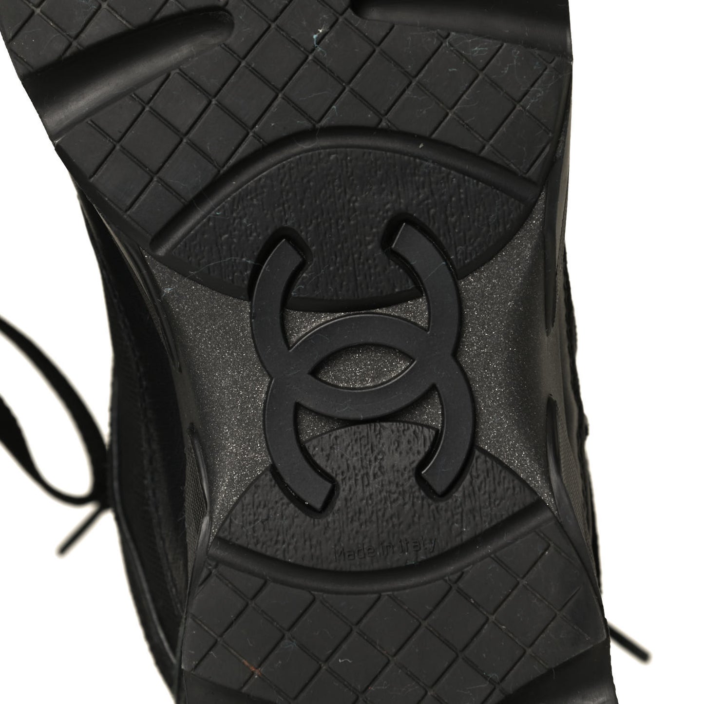 Canvas Suede Calfskin Womens CC Sneakers 37.5 Black