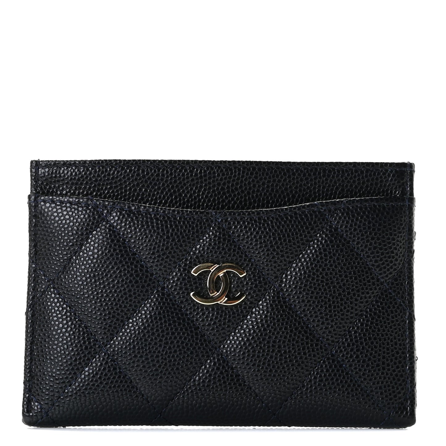 Caviar Quilted Card Holder Blue