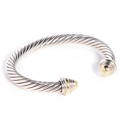 David Yurman Sterling Silver 14K Yellow Gold 7mm Cable Classics Bracelet 3 of 6