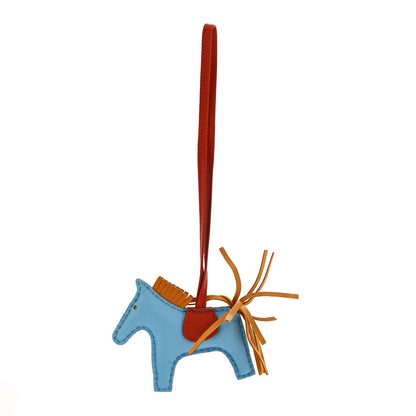 Hermes Milo Lambskin Grigri Rodeo Horse Bag Charm PM Celeste Naturel Bouton D'Or Cornaline 1 of 4