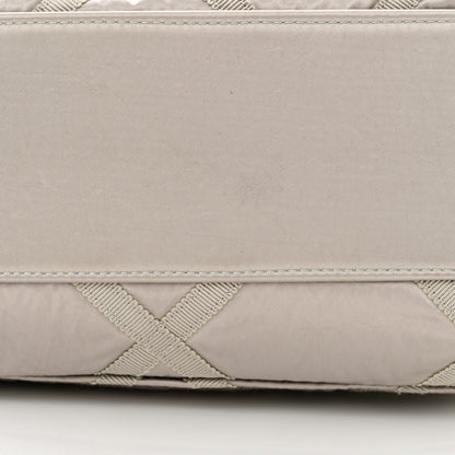 Chanel Nylon Grosgrain Quilted Lifestyle Shopping Bag Grey 14 of 14