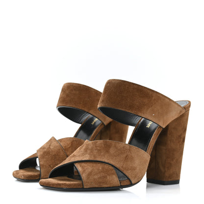Saint Laurent Suede Oak 100 Mule Sandals 39 Land 3 of 7