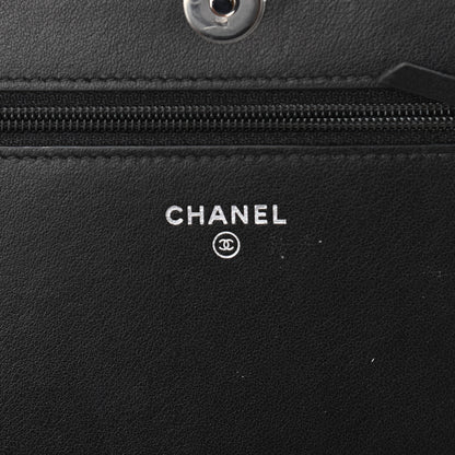 Chanel Canvas Studded CC Wallet On Chain WOC Black 6 of 11