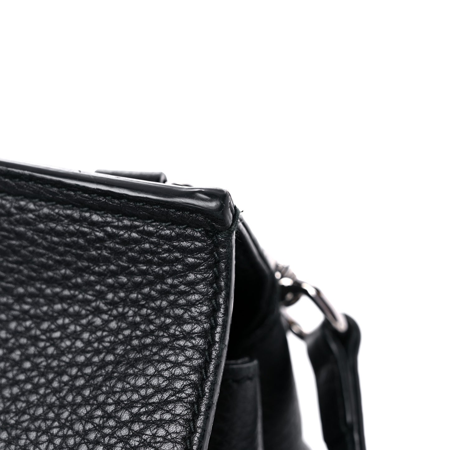 Pebbled Calfskin Large Bamboo Daily Top Handle Bag Black