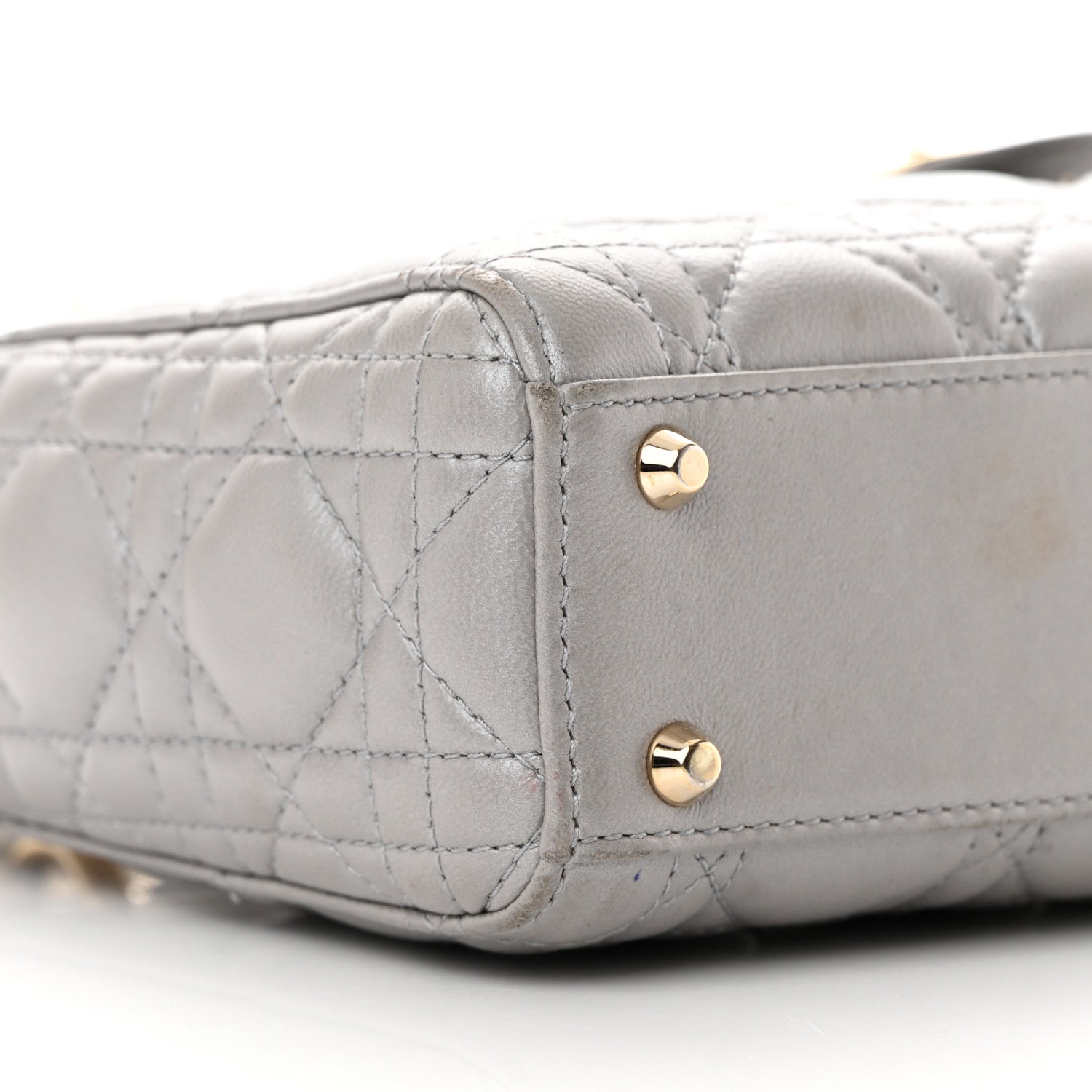 Christian Dior Metallic Lambskin Cannage Mini Lady Dior Grey 9 of 17