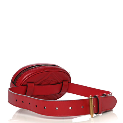 Gucci Calfskin Matelasse GG Marmont Belt Bag 75 30 Hibiscus Red 3 of 12