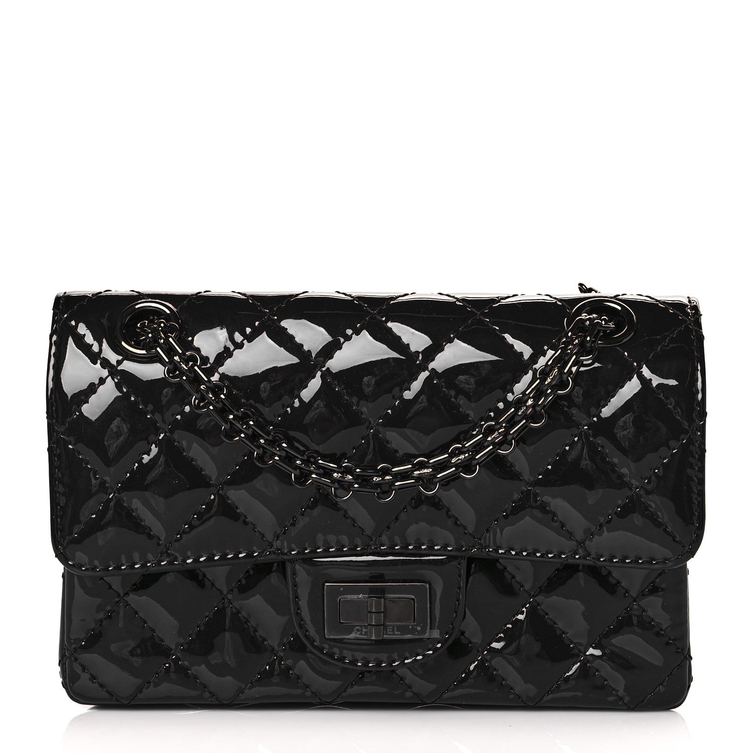 Chanel Patent Calfskin Quilted 2.55 Reissue Mini Flap So Black 1 of 10