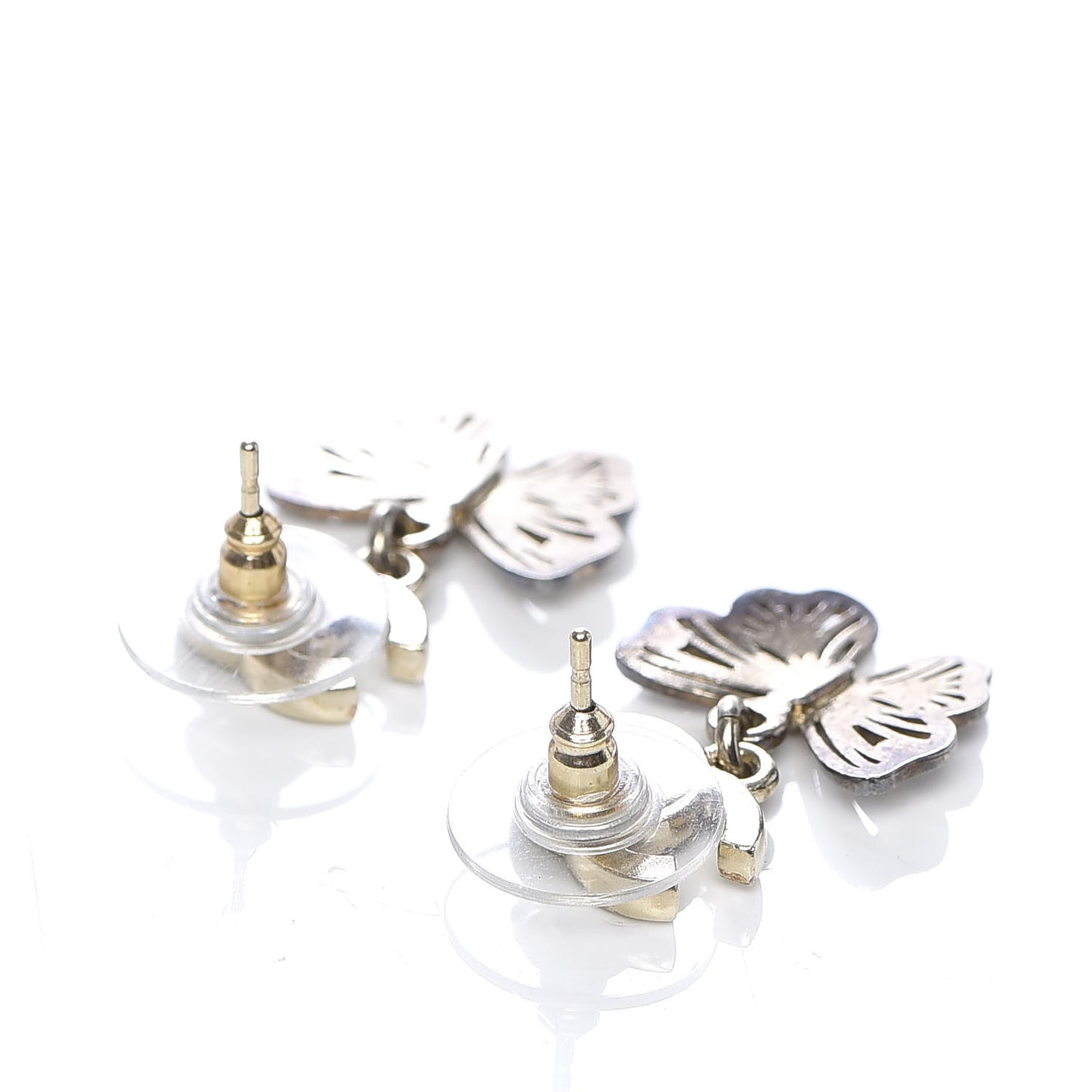 Crystal CC Butterfly Earrings Gold