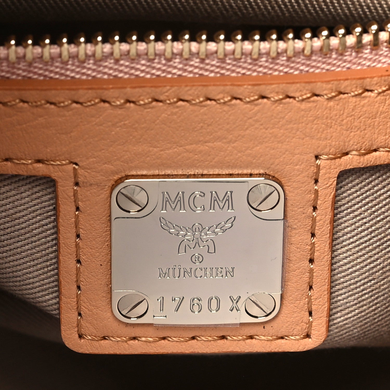 MCM Calfskin Ottomar Monogram Small Essential Boston Bag Sandstone 6 of 14