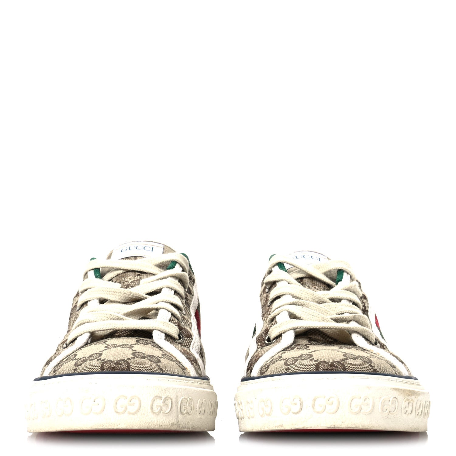 Gucci GG Monogram Web Womens 1977 Tennis Sneakers 41 Beige Ebony Mystic White 3 of 9