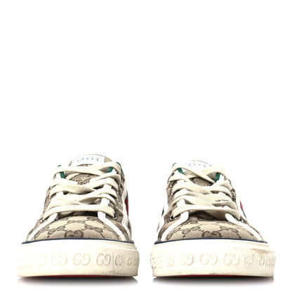 Gucci GG Monogram Web Womens 1977 Tennis Sneakers 41 Beige Ebony Mystic White 3 of 9