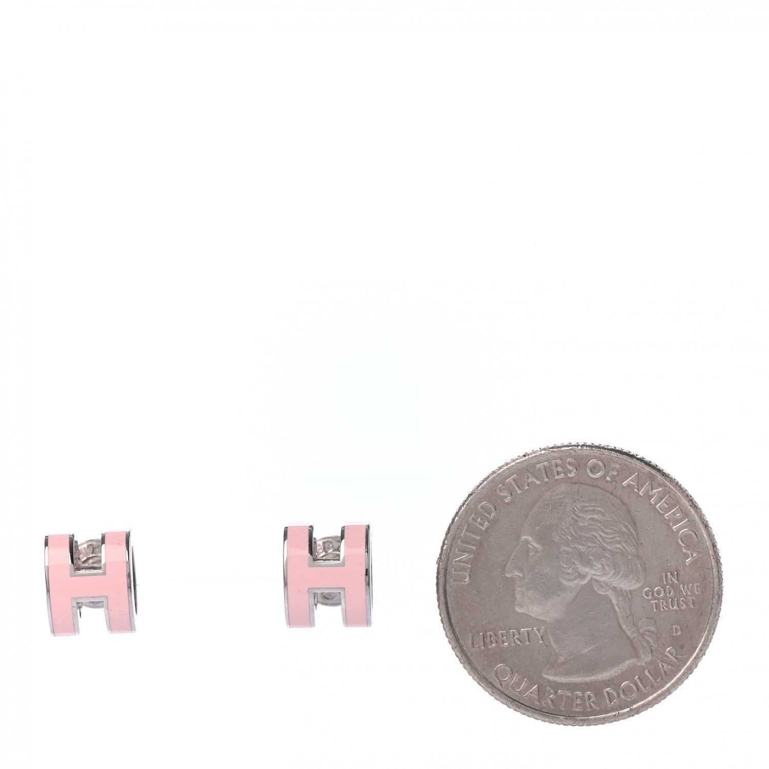 Hermes Palladium Lacquered Mini Pop H Earrings Rose Dragee 2 of 4
