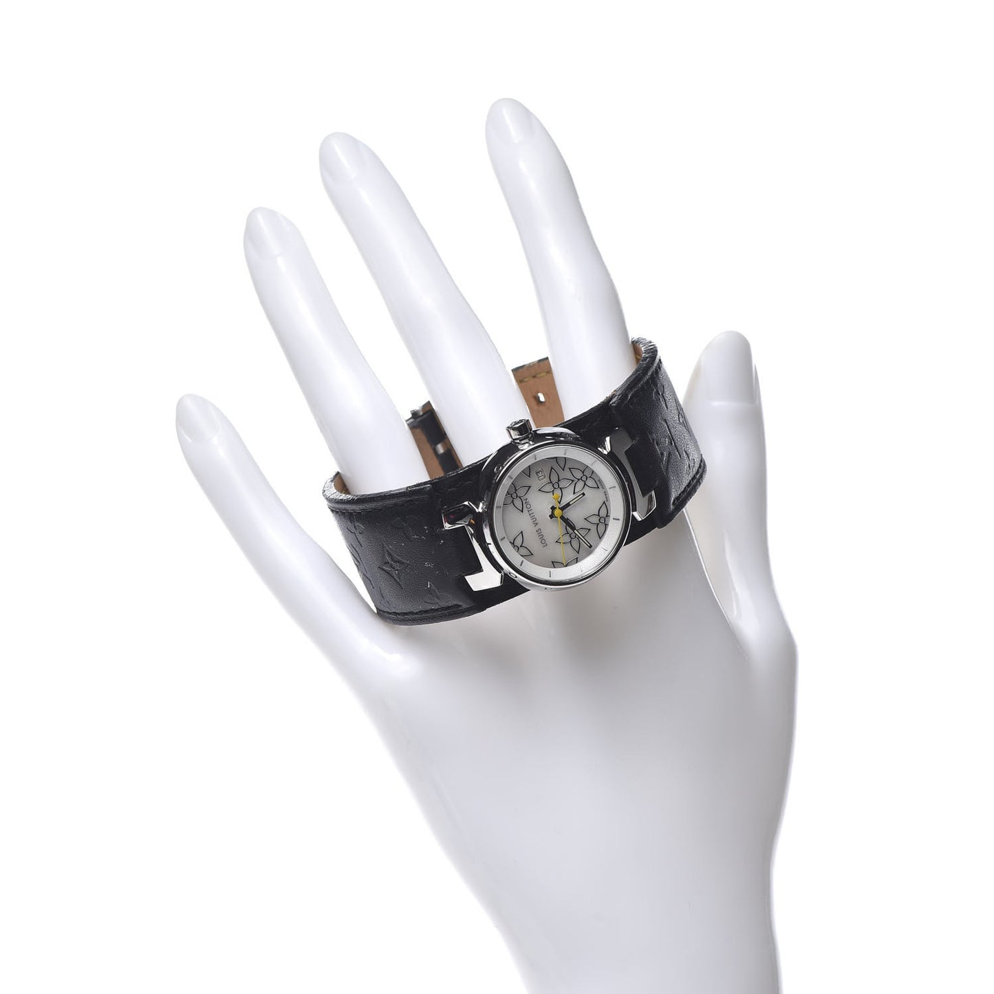 Stainless Steel Calfskin Mother of Pearl 28mm Tambour Quartz Watch