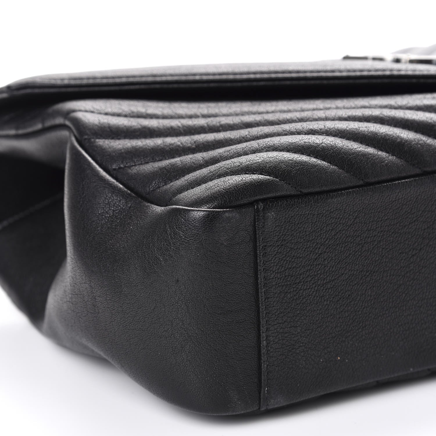 Saint Laurent Sheepskin Matelasse Chevron Monogram Large College Satchel Black 6 of 11