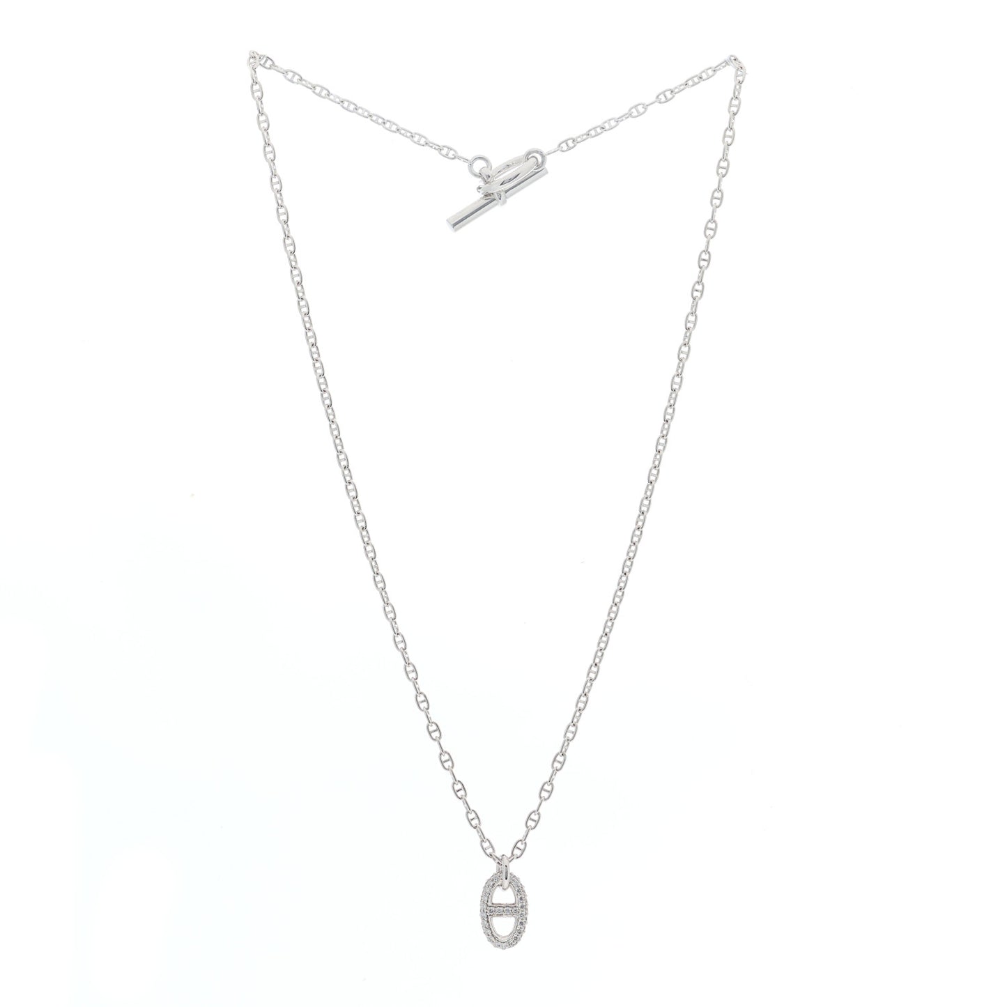 18K White Gold Diamond New Farandole Pendant Necklace ST