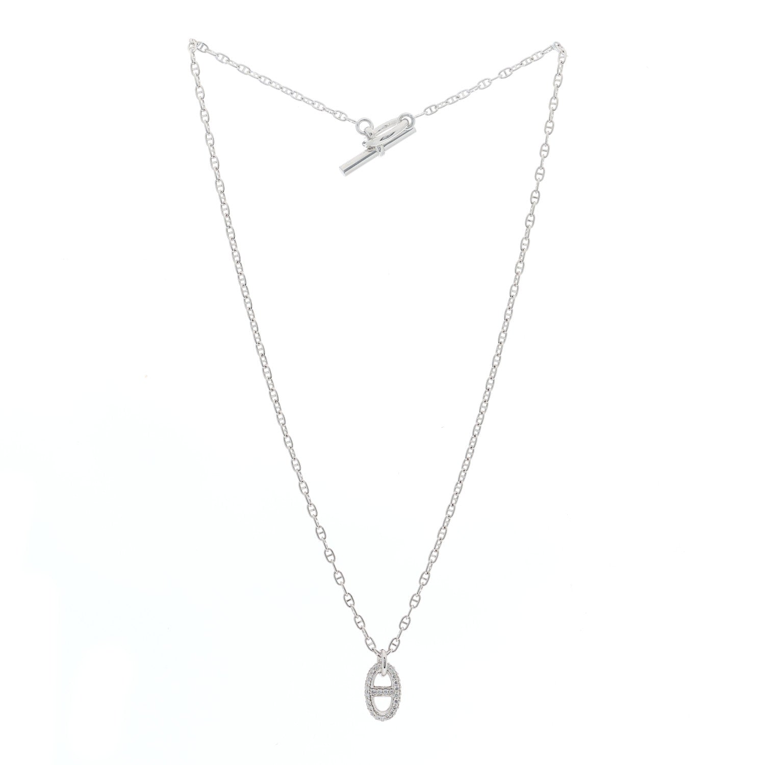 Hermes 18K White Gold Diamond New Farandole Pendant Necklace ST 2 of 5
