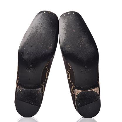 Gucci Calfskin Canvas Mens Chambre des Squelettes Loafers 8 Brown Black 5 of 15