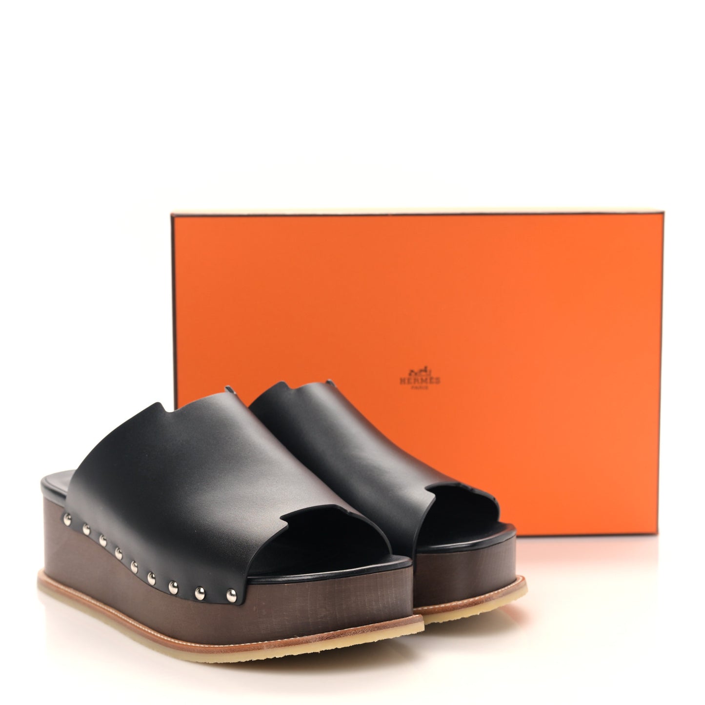 Calfskin Ellipse Sandals 40 Black