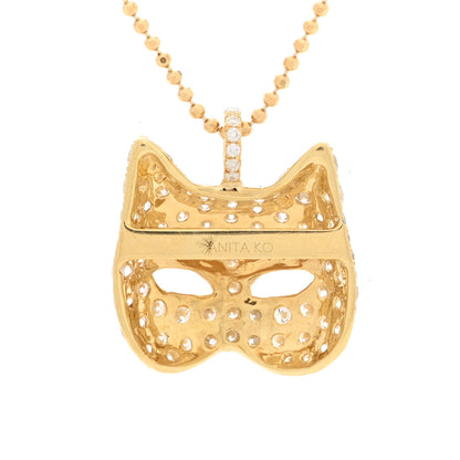 Anita Ko 18K Yellow Gold Diamond Cat Mask Pendant Necklace 4 of 5