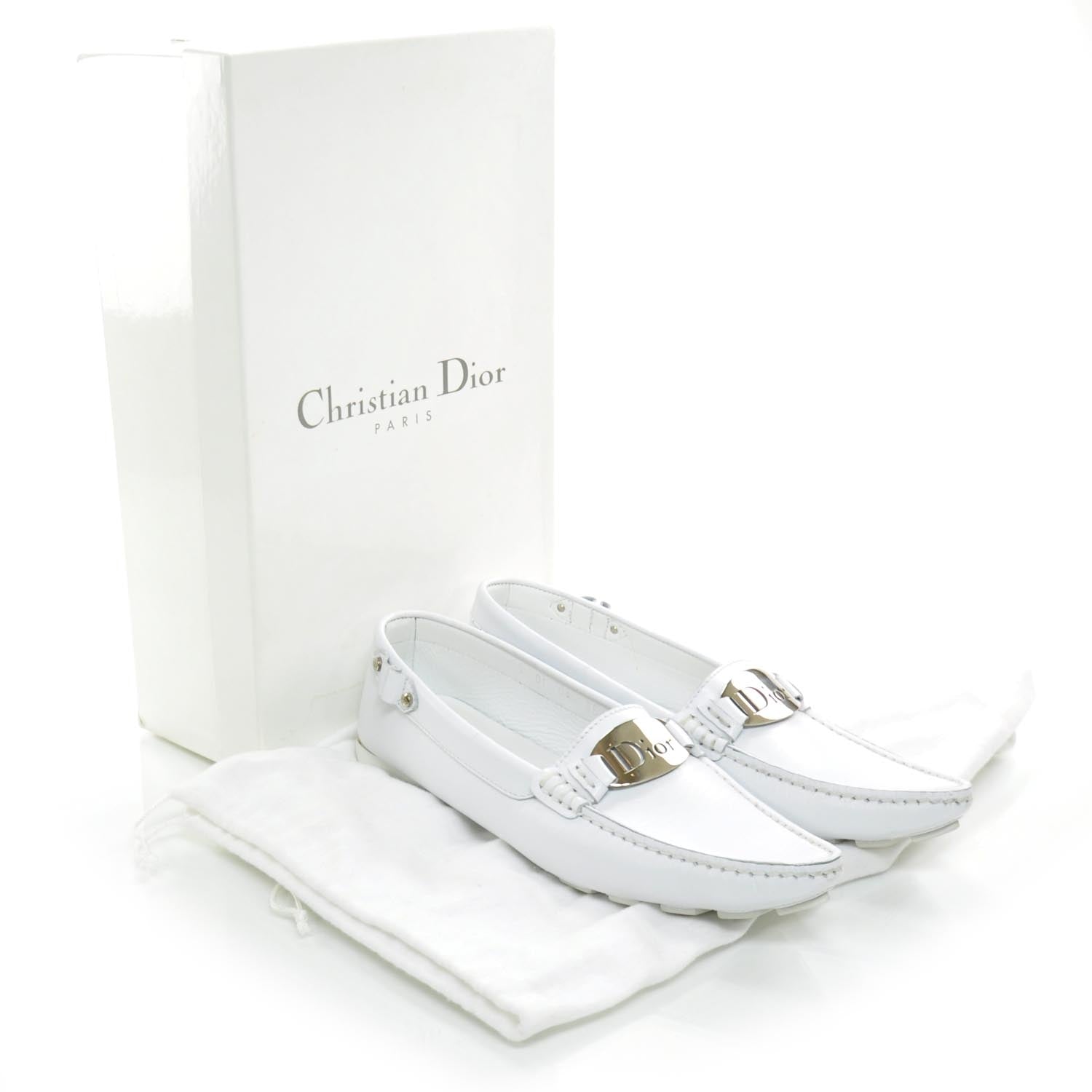 Christian Dior Leather Driving Loafers 35.5 White 8 of 8