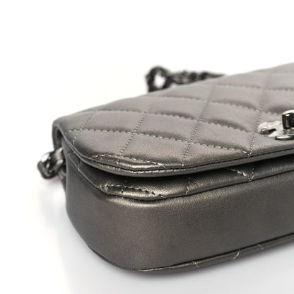 Chanel Metallic Calfskin Quilted Flap Clutch With Chain Ruthenium 9 of 11