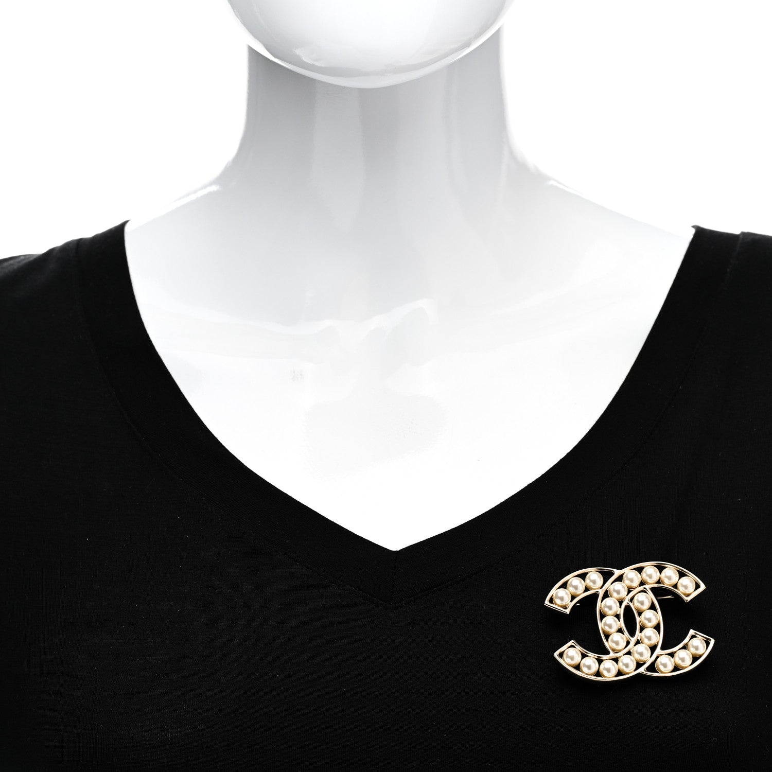 Chanel Pearl CC Brooch Light Gold 2 of 5