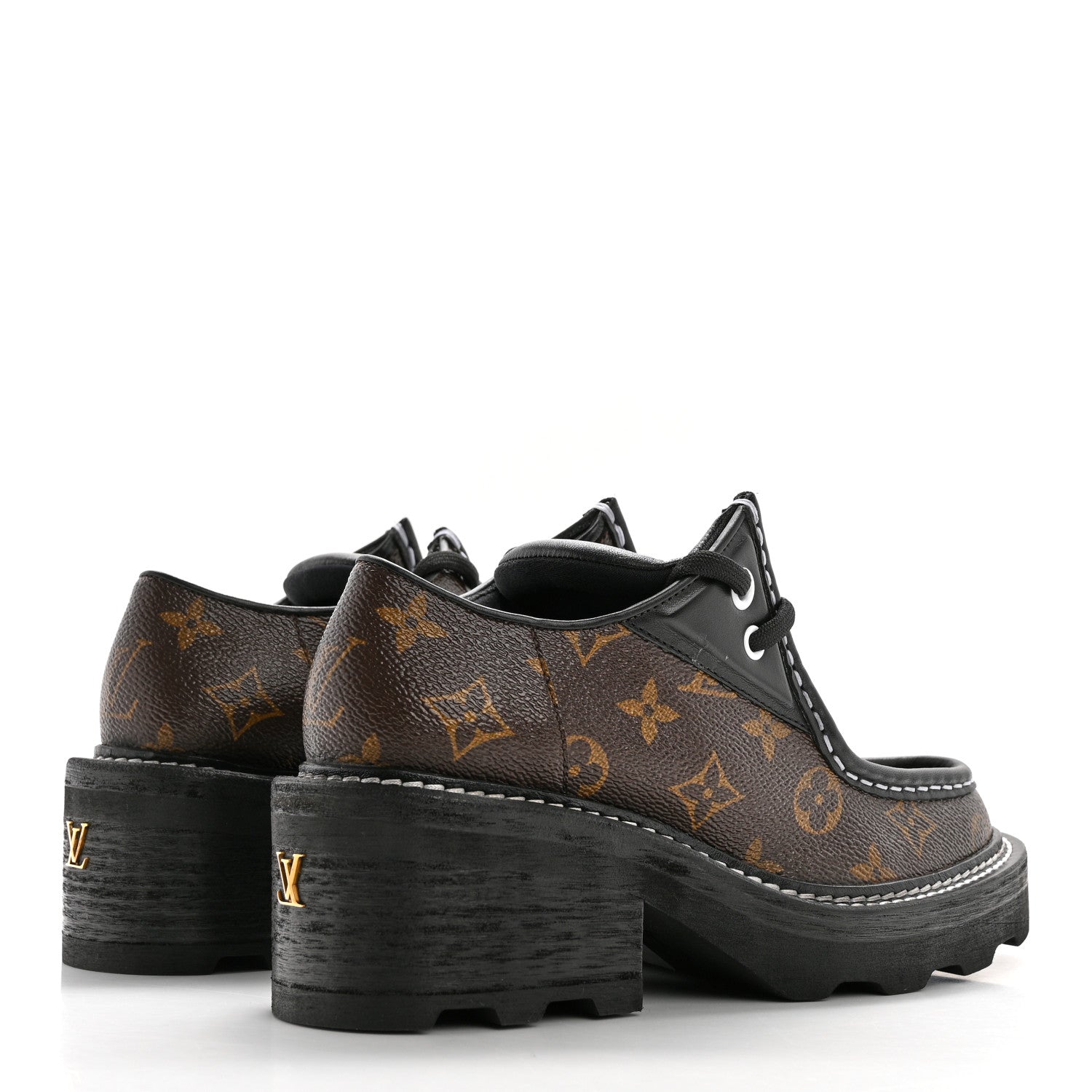Louis Vuitton Monogram Calfskin Beaubourg Platform Derby Shoes 36.5 Brown 4 of 8