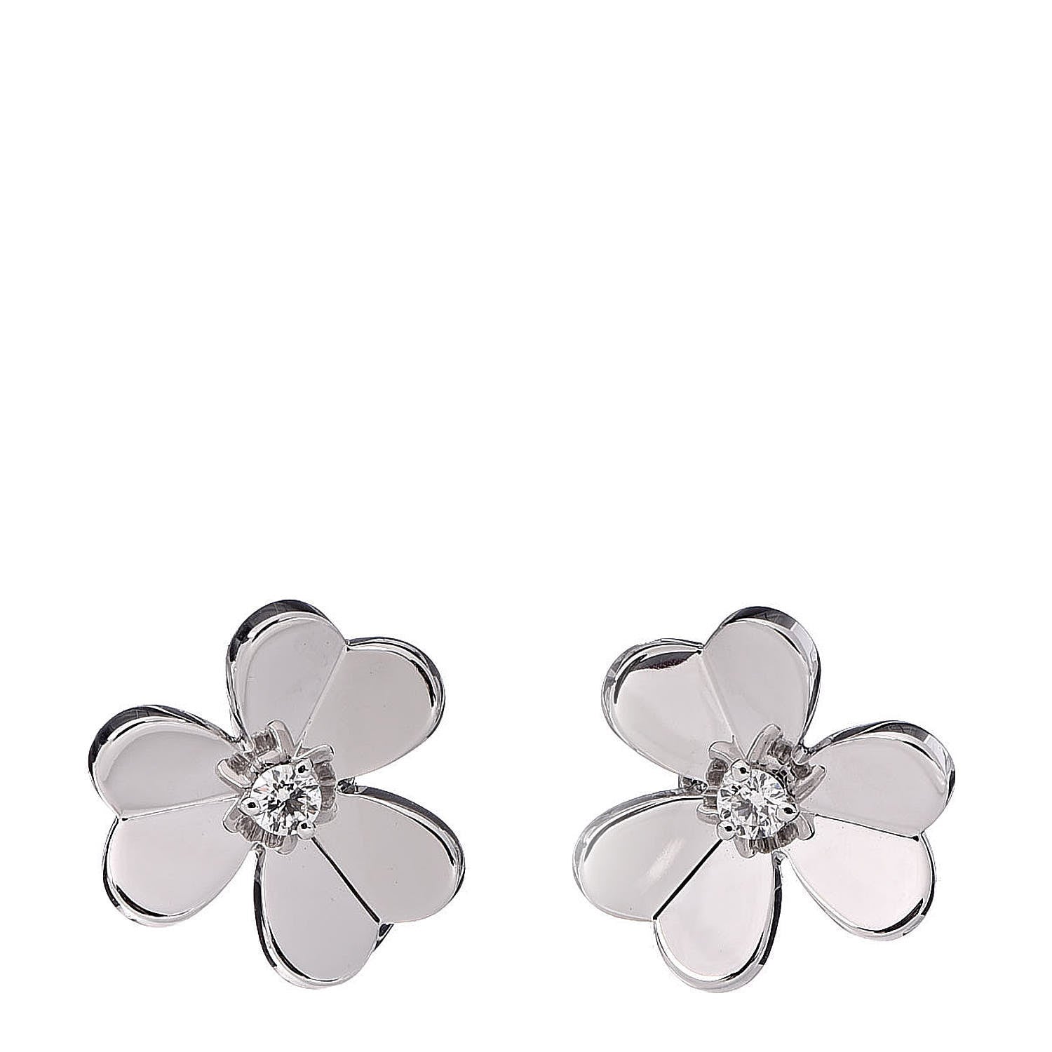 Van Cleef & Arpels 18K White Gold Diamond Small Frivole Earrings 1 of 6