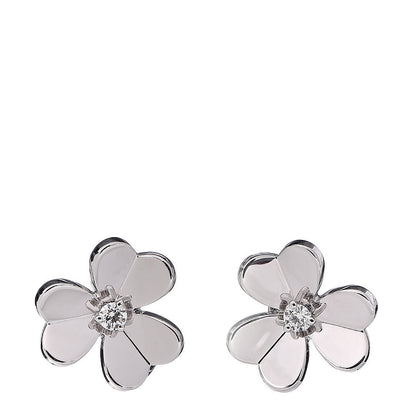 Van Cleef & Arpels 18K White Gold Diamond Small Frivole Earrings 1 of 6