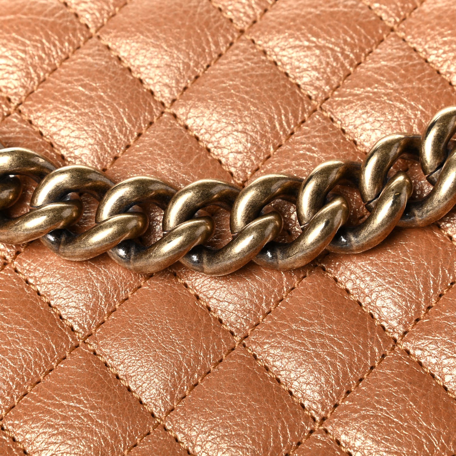 Chanel Metallic Calfskin Quilted New Medium Boy Flap Dark Gold 6 of 6