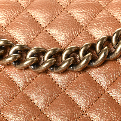 Chanel Metallic Calfskin Quilted New Medium Boy Flap Dark Gold 6 of 6