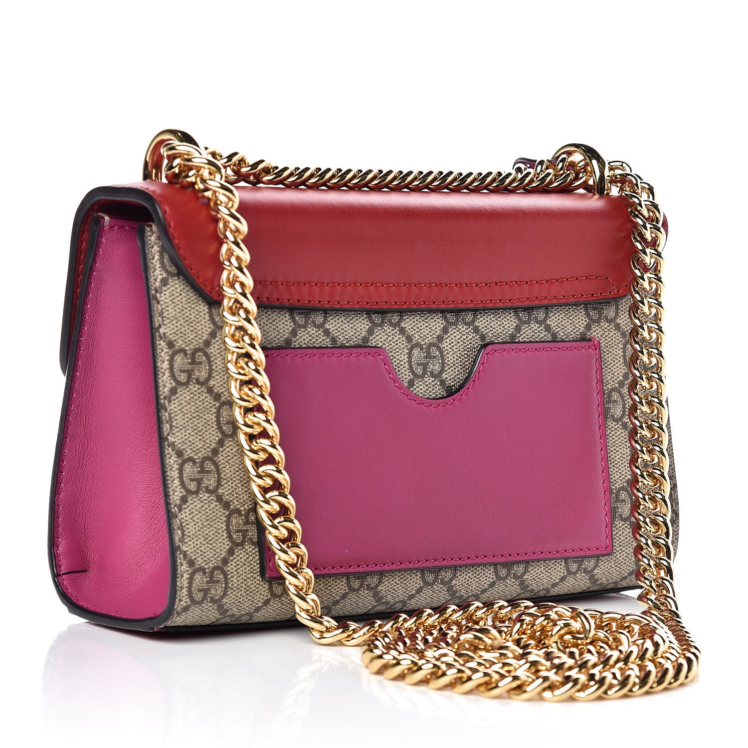 Gucci GG Supreme Monogram Calfskin Small Padlock Shoulder Bag Beige Hibiscus Red New Rosette 3 of 11