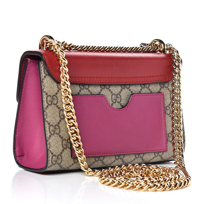 Gucci GG Supreme Monogram Calfskin Small Padlock Shoulder Bag Beige Hibiscus Red New Rosette 3 of 11
