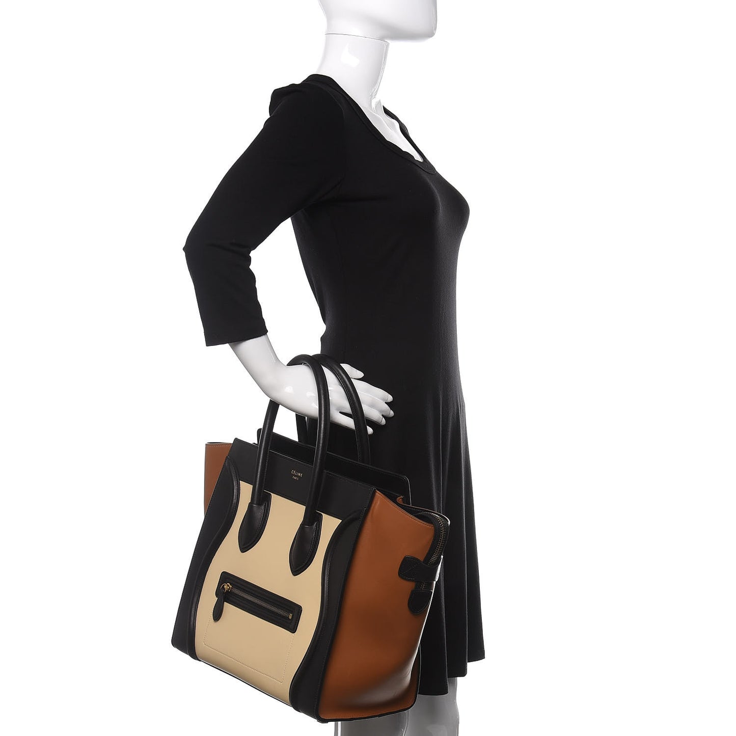 Satin Calfskin Mini Tri-Color Luggage Seashell