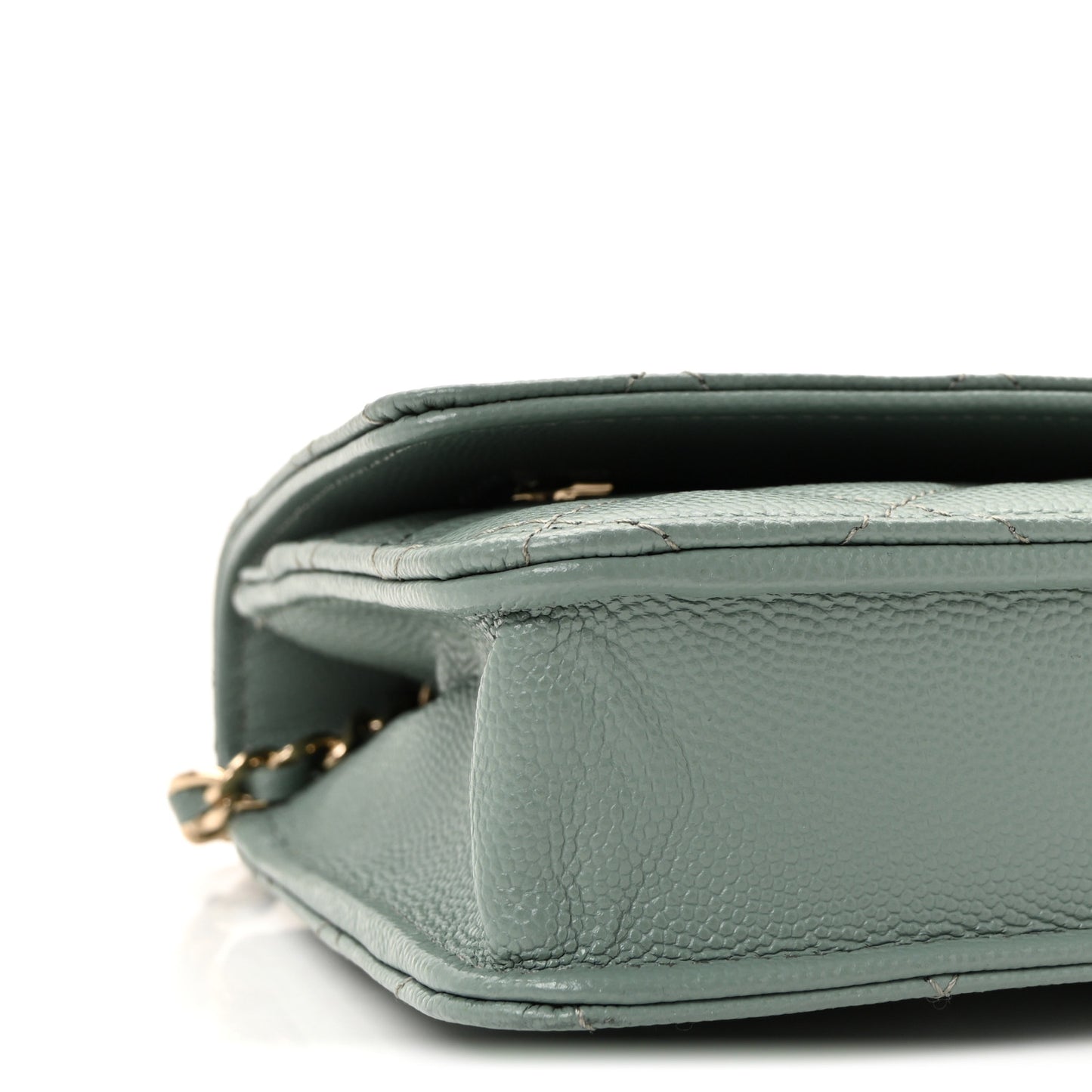 Caviar Quilted Wallet on Chain WOC Light Blue