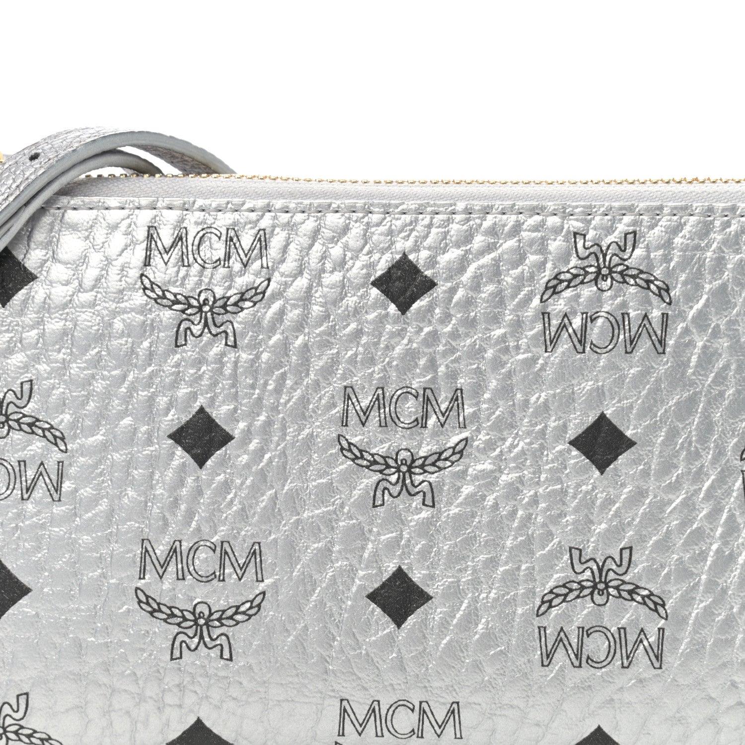 MCM Metallic Visetos Crossbody Tech Pouch Silver 7 of 10