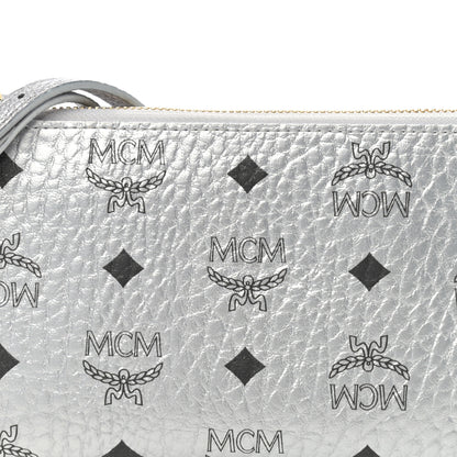 MCM Metallic Visetos Crossbody Tech Pouch Silver 7 of 10