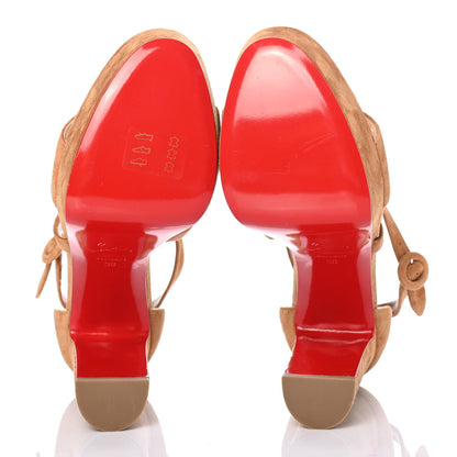 Christian Louboutin Veau Velours Loubi Bee Alta 130 Sandals 38 Cafe Creme 4 of 4