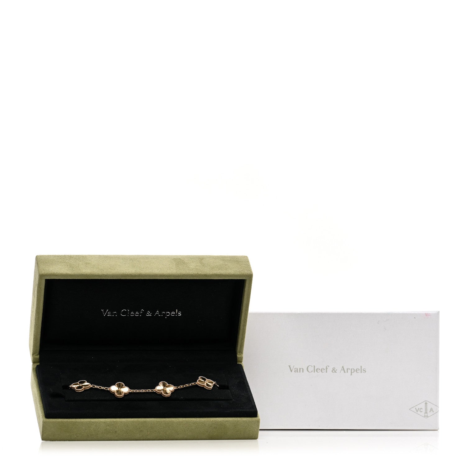 Van Cleef & Arpels 18K Yellow Gold 5 Motifs Guilloche Vintage Alhambra Bracelet 4 of 4