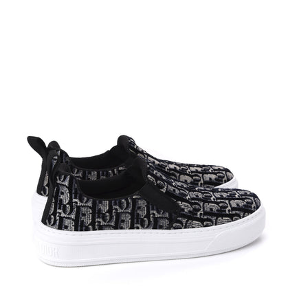 Christian Dior Velvet Oblique Womens Solar Slip On Sneakers 37 Deep Blue 4 of 10