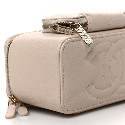 Chanel Caviar Quilted Top Handle Pocket Vanity Case Beige 8 of 9