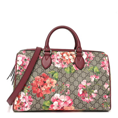 Gucci GG Supreme Monogram Blooms Medium Boston Beige Multicolor Dry Rose 1 of 10