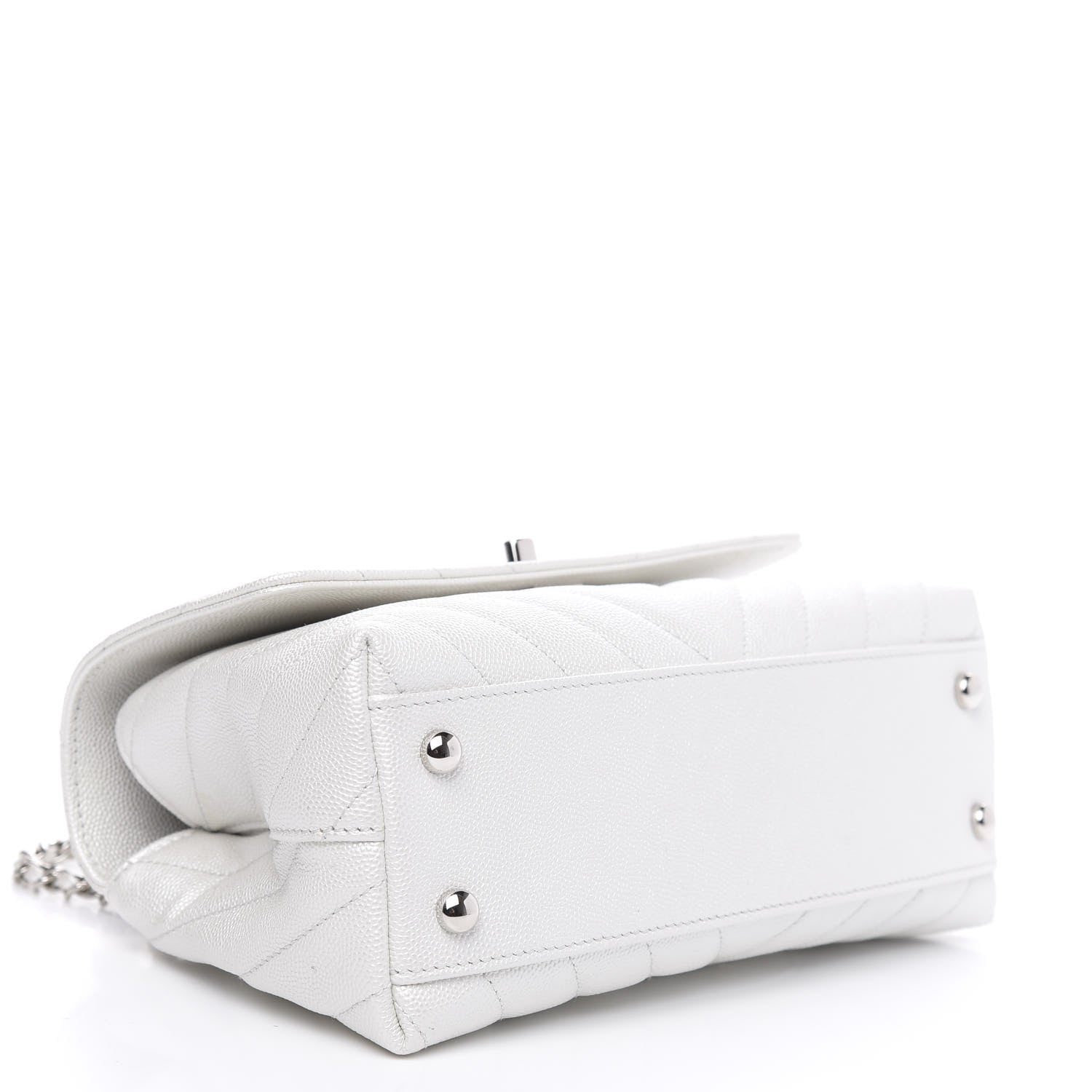 Chanel Iridescent Caviar Chevron Quilted Mini Coco Handle Flap White 5 of 12