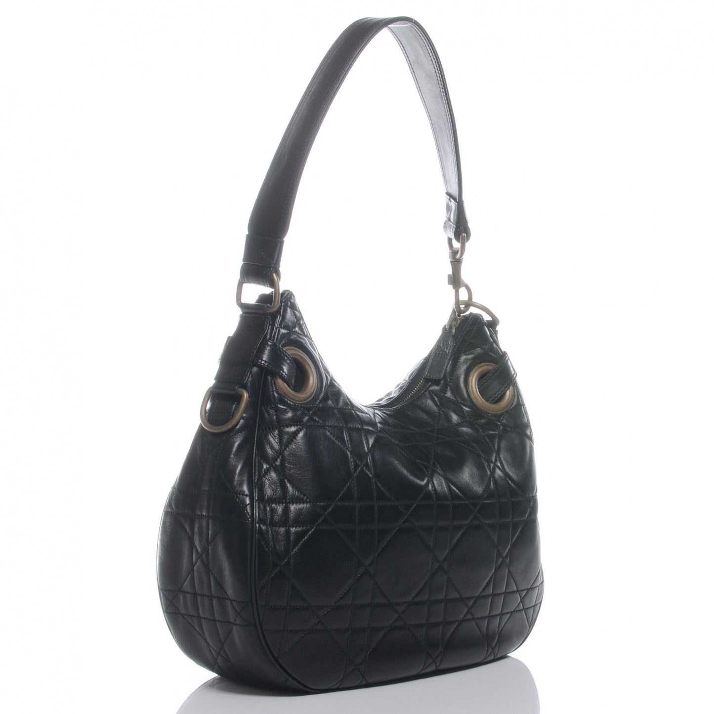 Lambskin Cannage Shoulder Bag Black