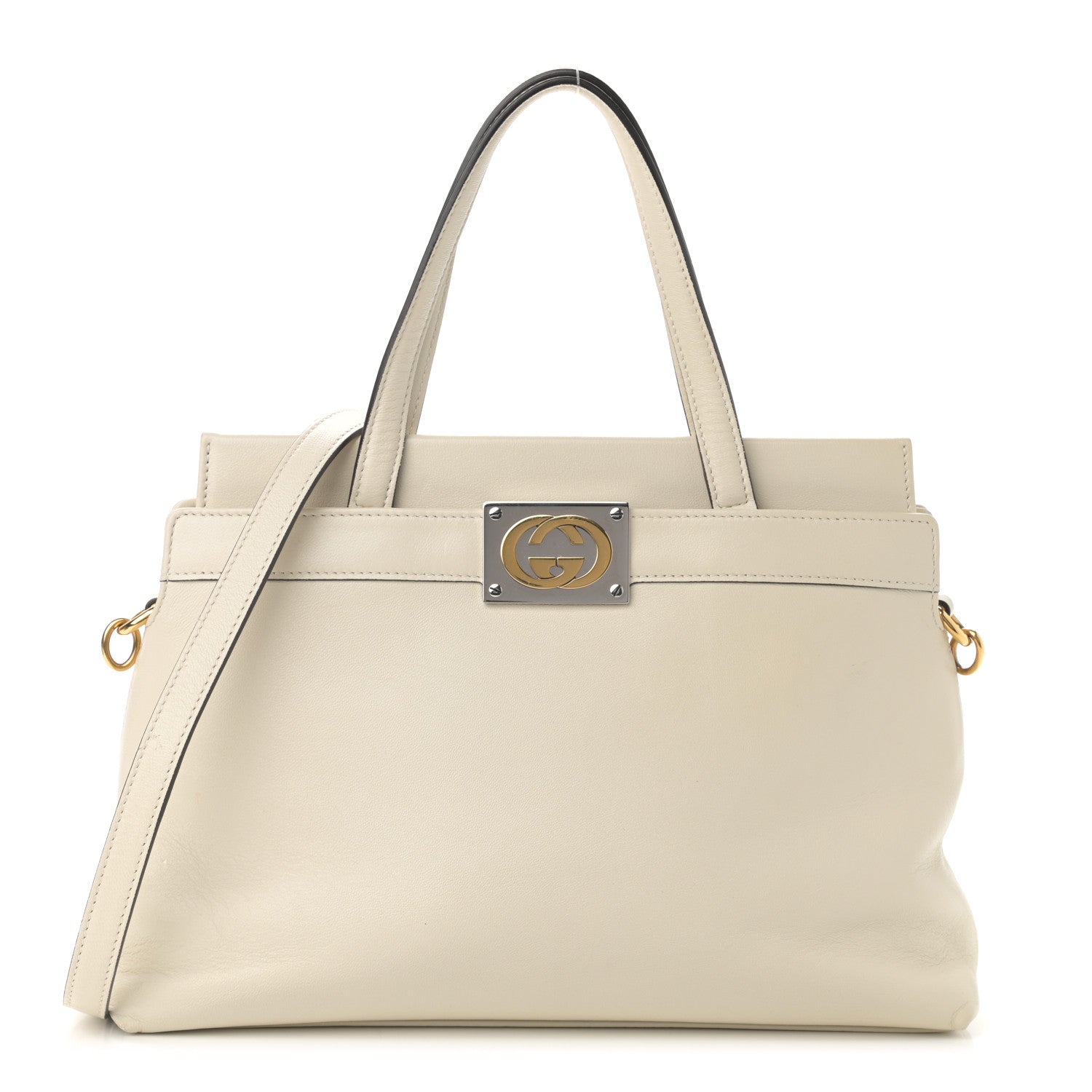 Gucci Lambskin Small Linea Matisse Top Handle Bag Mystic White 1 of 15