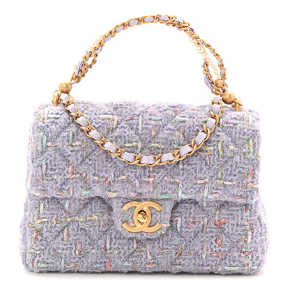 Chanel Tweed Quilted Pearl Twist Mini Rectangular Flap Purple 1 of 11