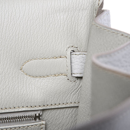 Hermes Taurillon Clemence Lizard Club Birkin 35 Gris Perle White Mykonos 20 of 31