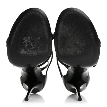 Saint Laurent Calfskin Cassandra 100 Ankle Strap Sandals 37 Black 6 of 10
